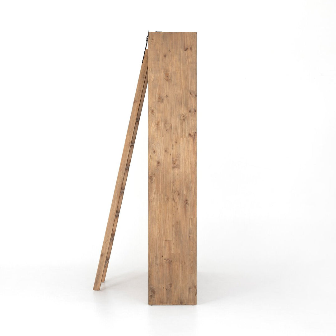 Reed Bookshelf - Double Bookshelf W/ Ladder - Smoked Pine