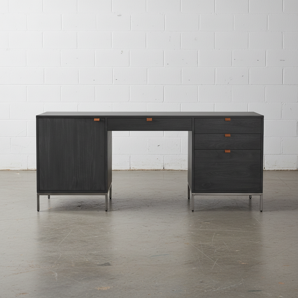 Troy Executive Desk - Black Wash Poplar - Open Box