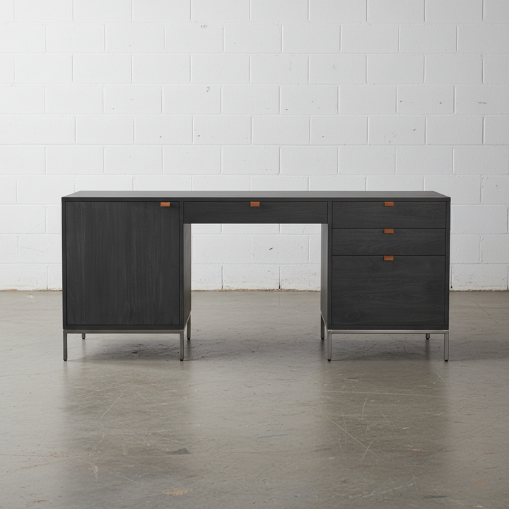 Troy Executive Desk - Black Wash Poplar - Open Box