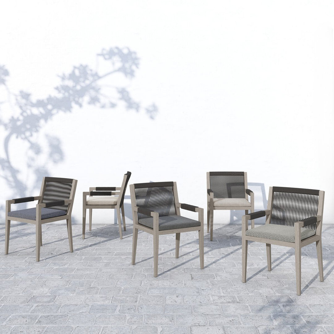 Pinewood Outdoor Dining Armchair, Weathered Grey - Charcoal