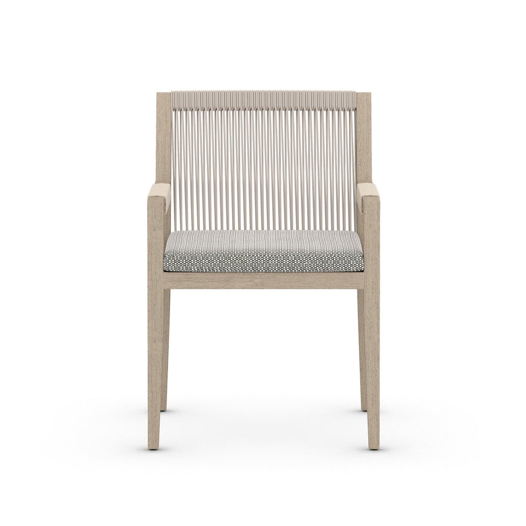 Pinewood Outdoor Dining Armchair, Washed Brown - Faye Ash