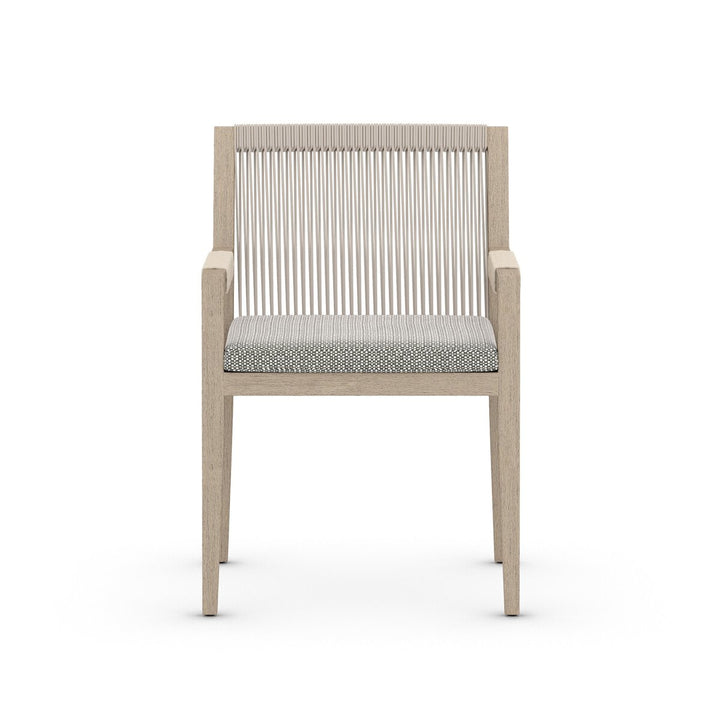 Pinewood Outdoor Dining Armchair, Washed Brown - Faye Ash