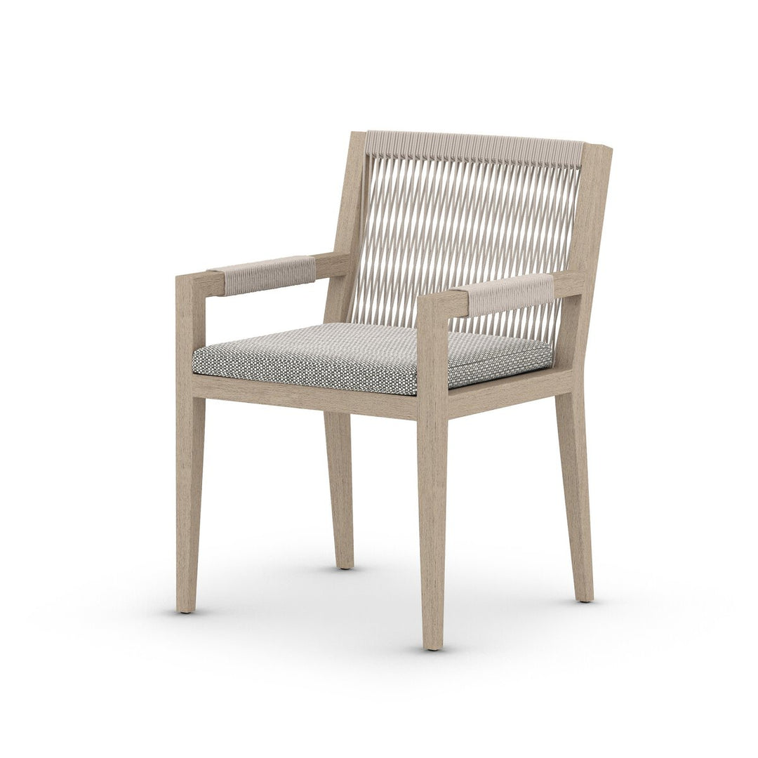 Pinewood Outdoor Dining Armchair, Washed Brown - Faye Ash