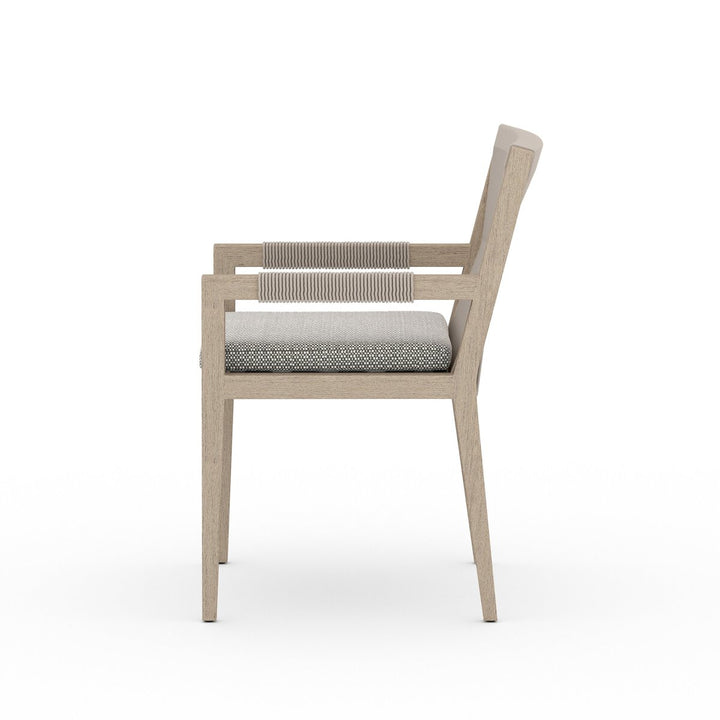 Pinewood Outdoor Dining Armchair, Washed Brown - Faye Ash