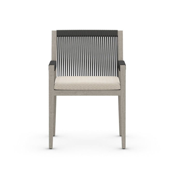 Pinewood Outdoor Dining Armchair, Weathered Grey - Faye Sand