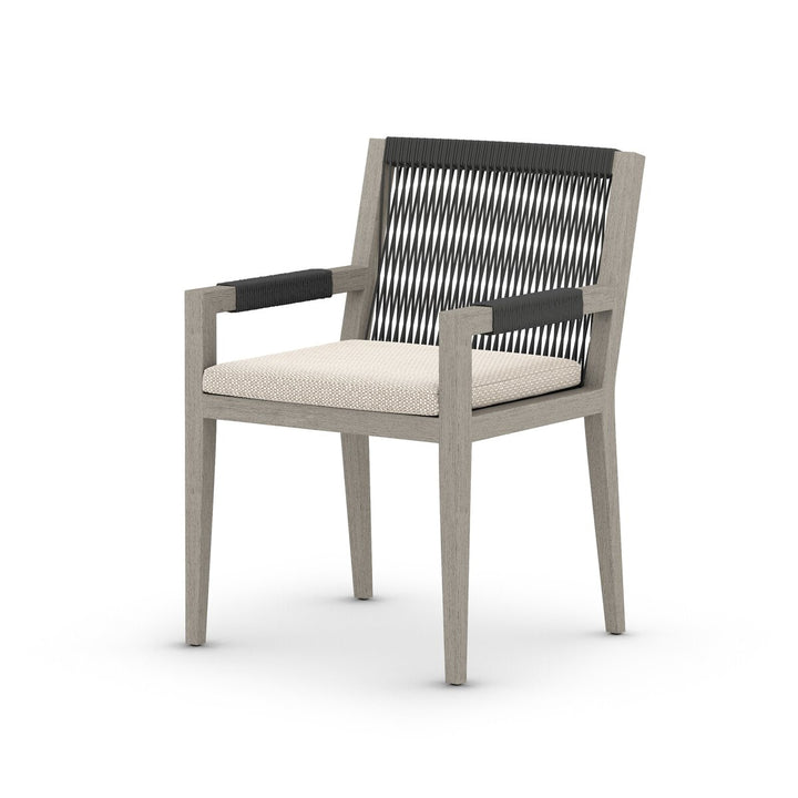 Pinewood Outdoor Dining Armchair, Weathered Grey - Faye Sand