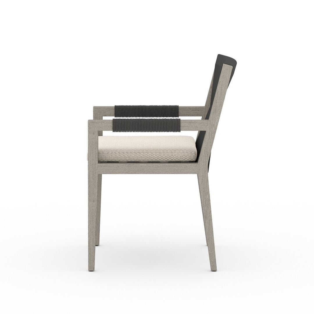 Pinewood Outdoor Dining Armchair, Weathered Grey - Faye Sand