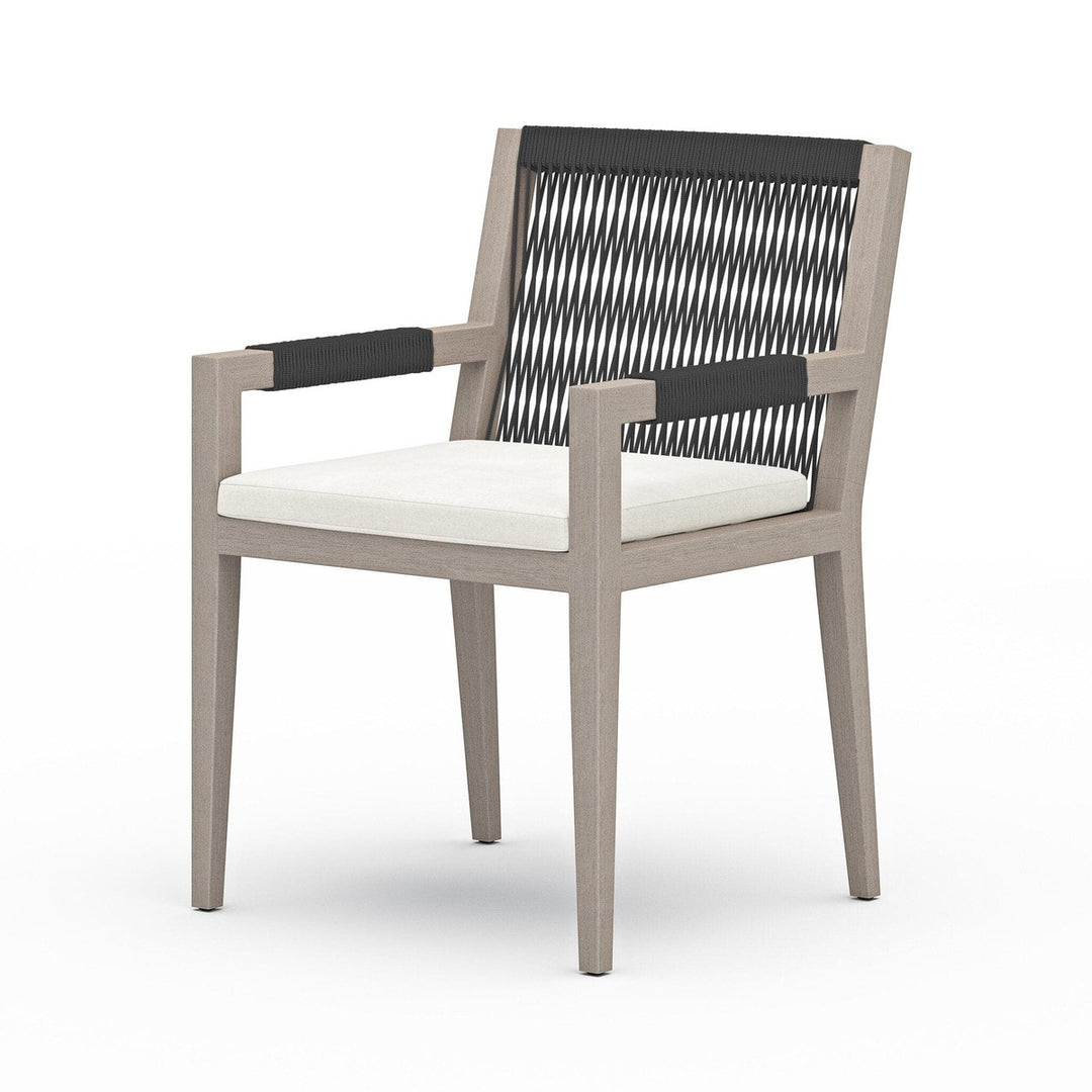 Sheffield Outdoor Dining Armchair, Weathered Grey - Venao Ivory