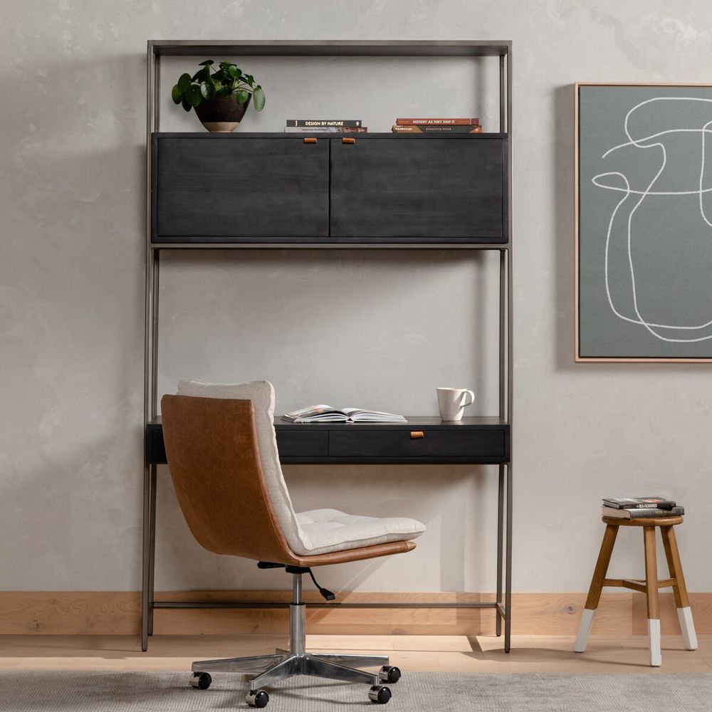 Desks Troy Modular Wall Desk - Black Wash Poplar