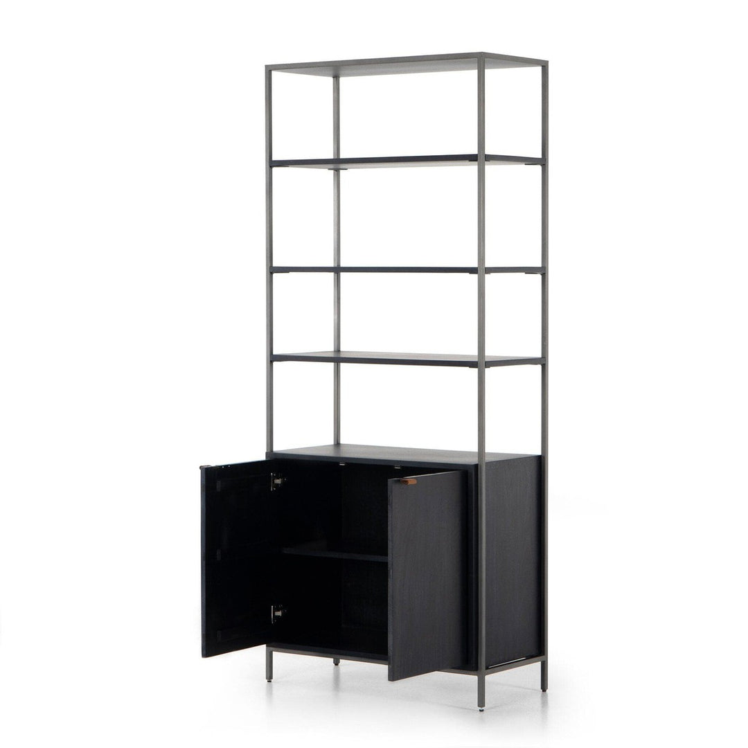 Troy Modular Wide Bookcase - Black Wash Poplar