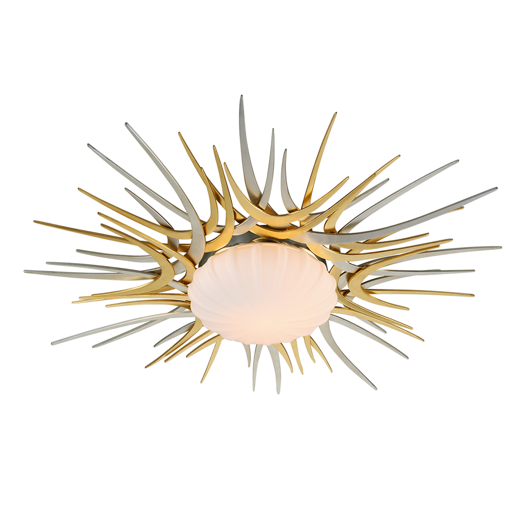 Helios Flush Mount - Gold And Silver Leaf 38in