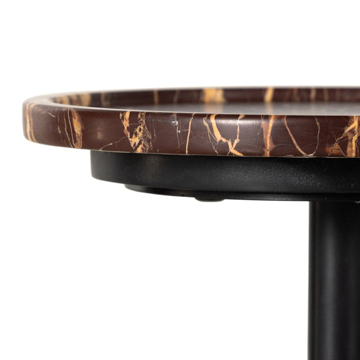 Violet Accent Table - Merlot Marble