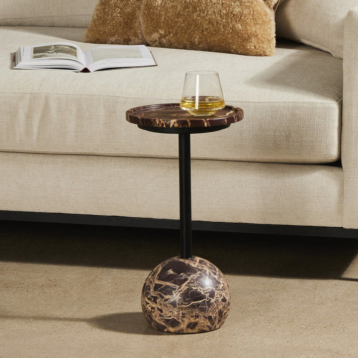 Violet Accent Table - Merlot Marble