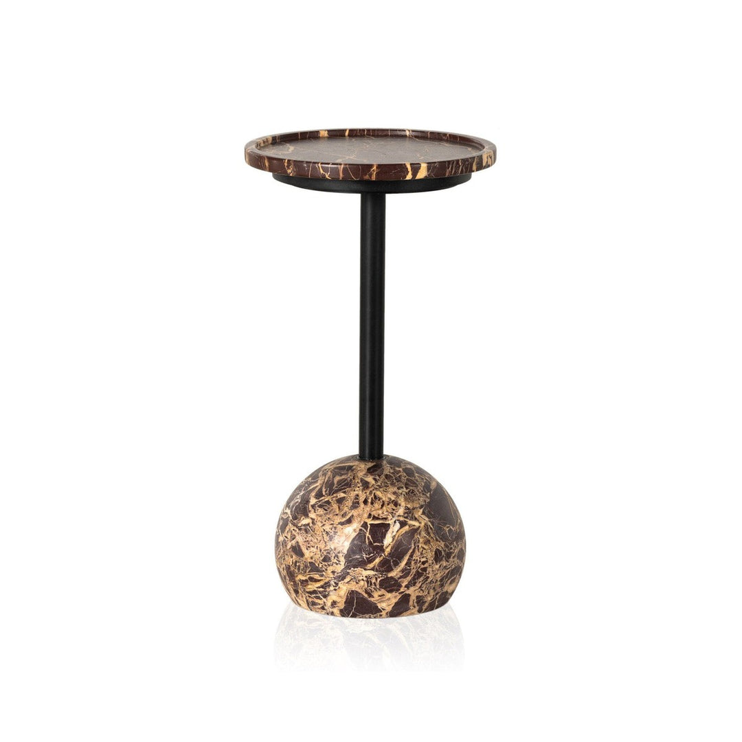 Violet Accent Table - Merlot Marble