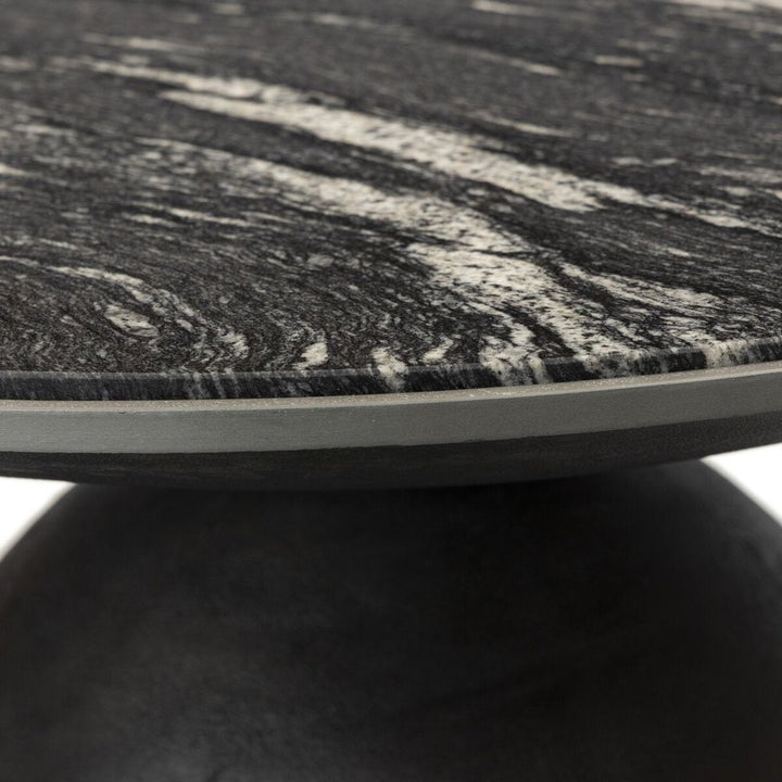 Solas Coffee Table Hammered Grey + Polished Black Marble