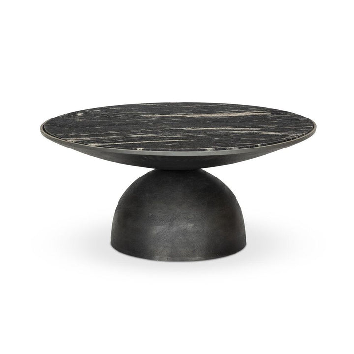 Coffee Tables Corbett Coffee Table: Polished Black Marble - Hammered Grey