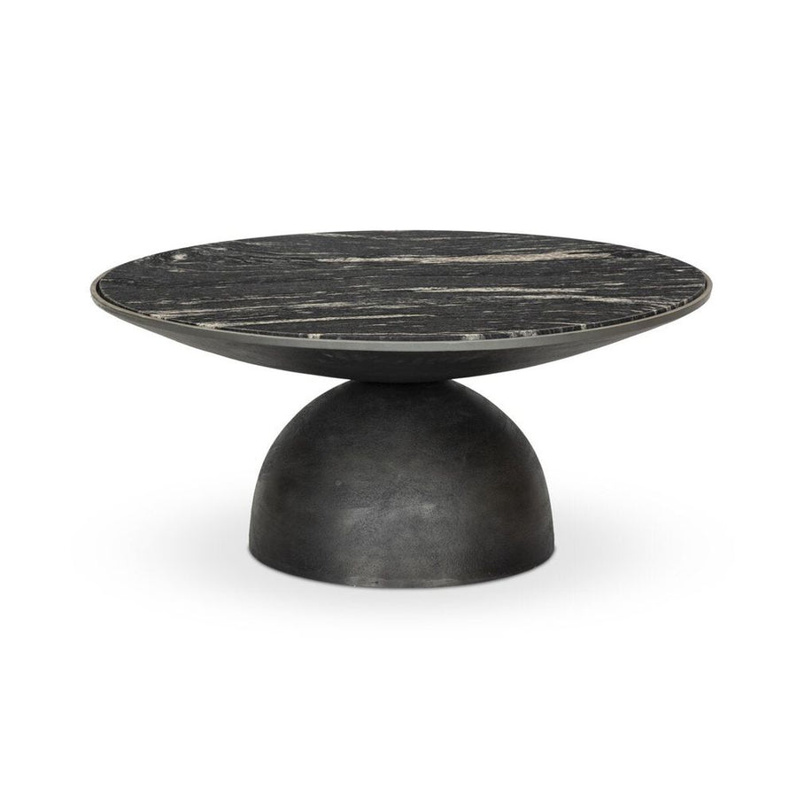 Coffee Tables Corbett Coffee Table: Polished Black Marble - Hammered Grey