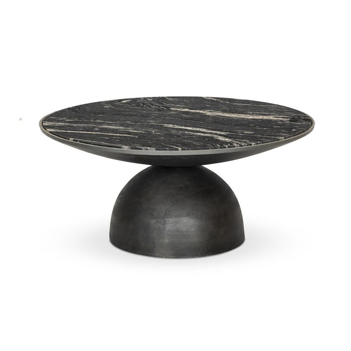 Coffee Tables Corbett Coffee Table: Polished Black Marble - Hammered Grey