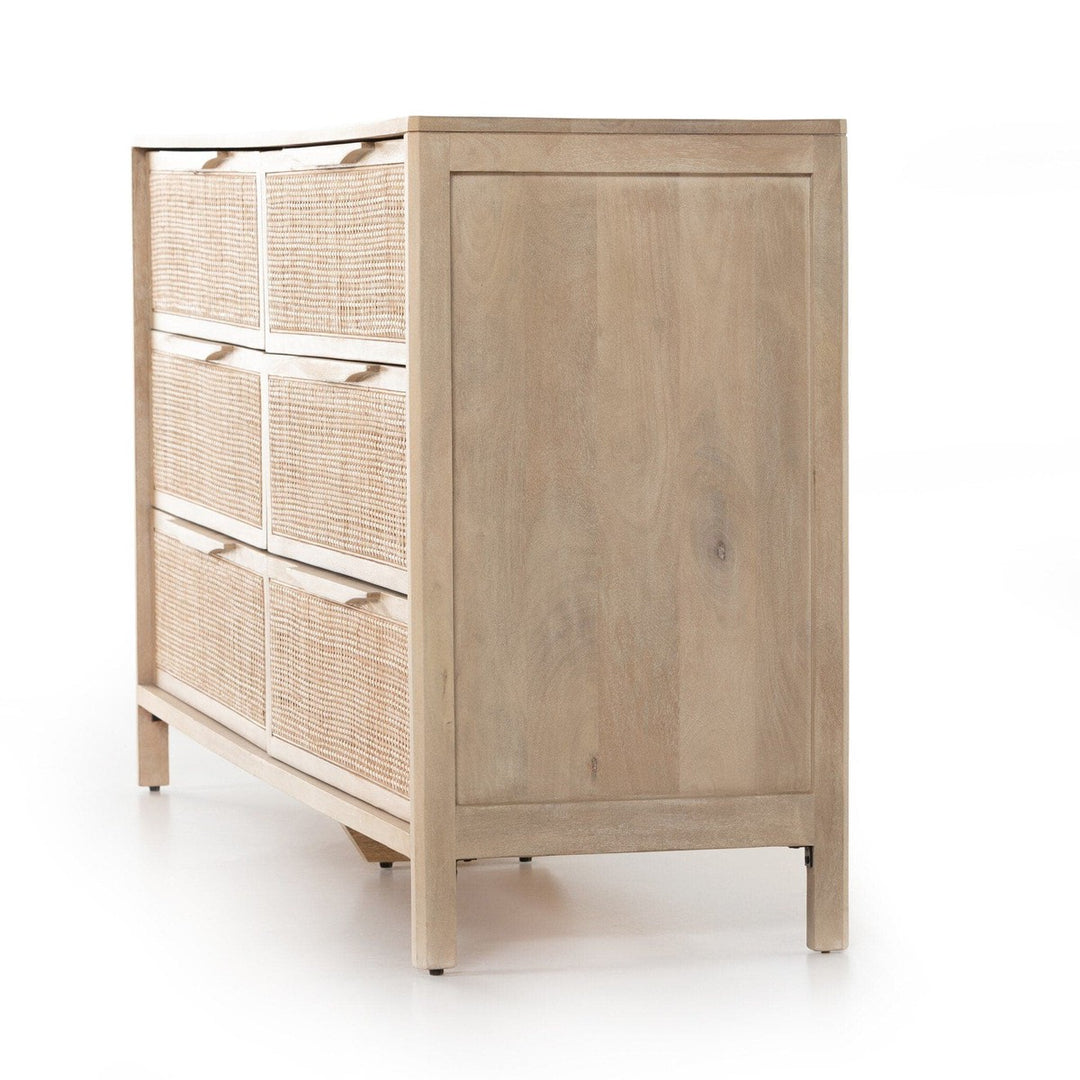 Sutton 6 Drawer Dresser - Natural Cane