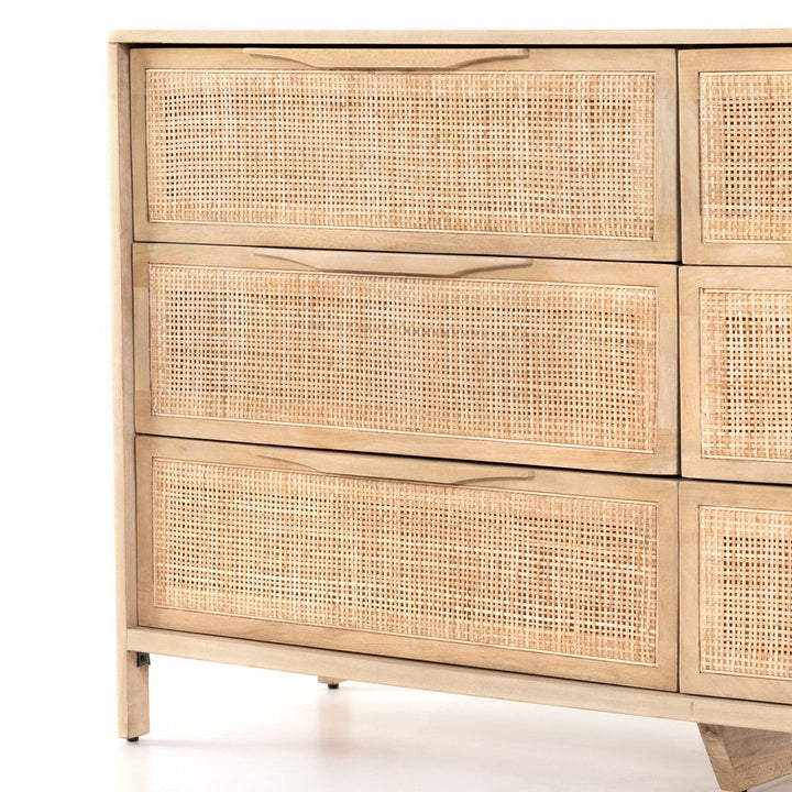 Sutton 6 Drawer Dresser - Natural Cane