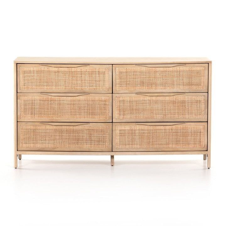 Sutton 6 Drawer Dresser - Natural Cane