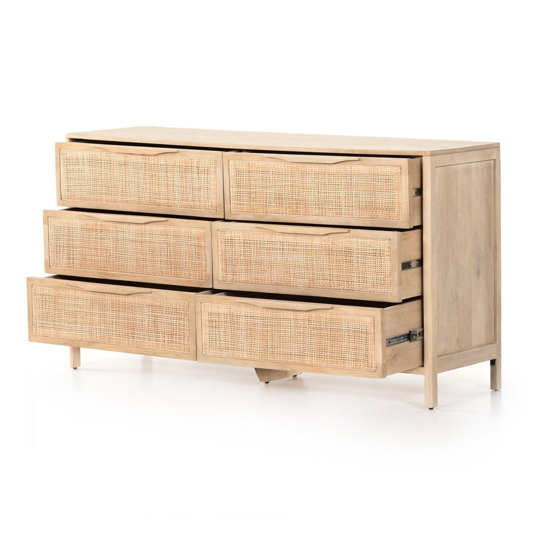 Sutton 6 Drawer Dresser - Natural Cane