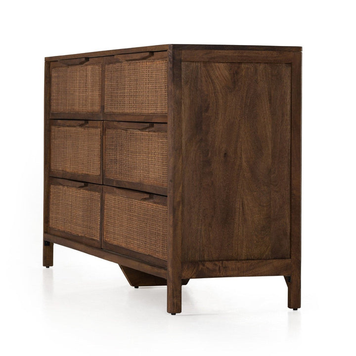 Sutton 6 Drawer Dresser - Brown Cane