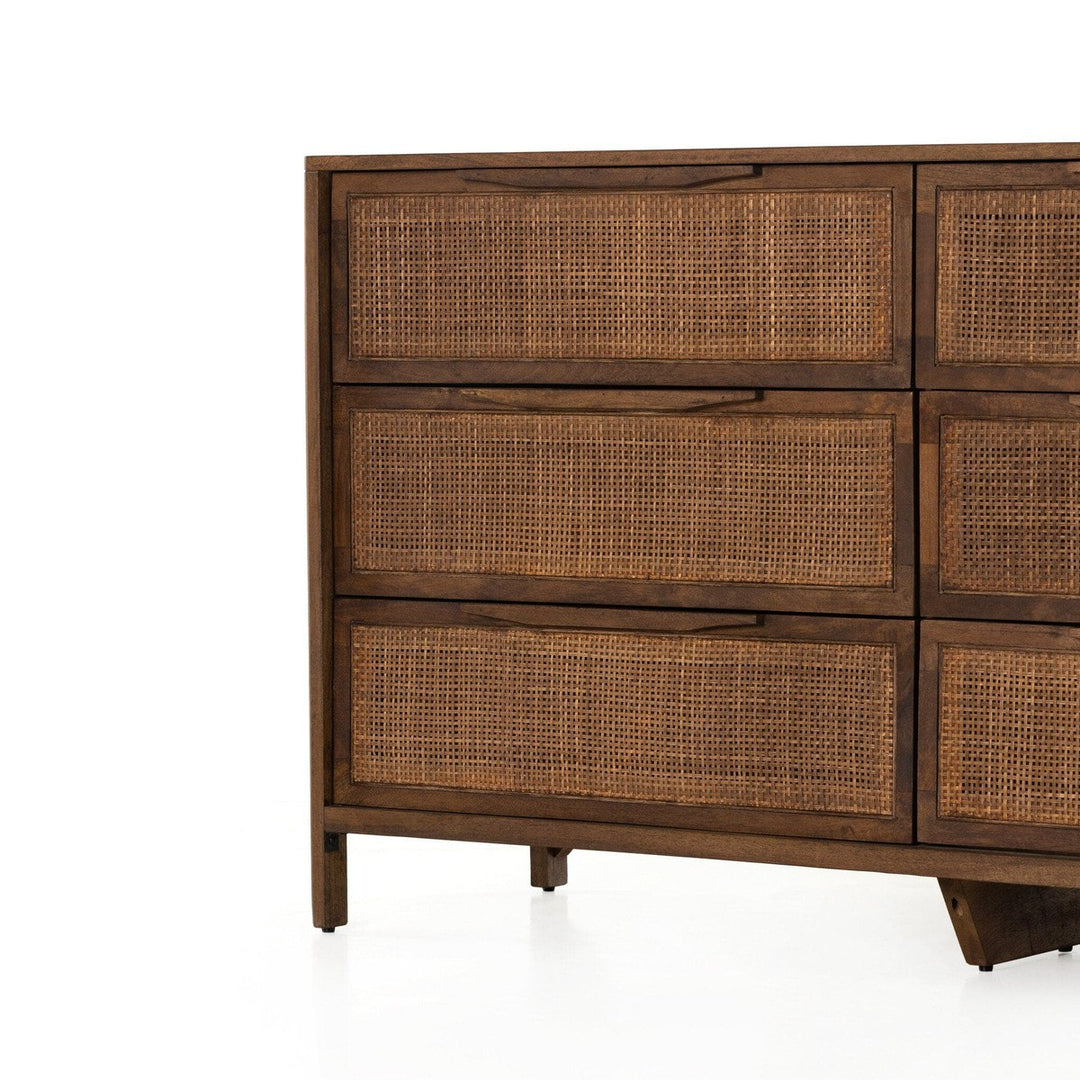 Sutton 6 Drawer Dresser - Brown Cane