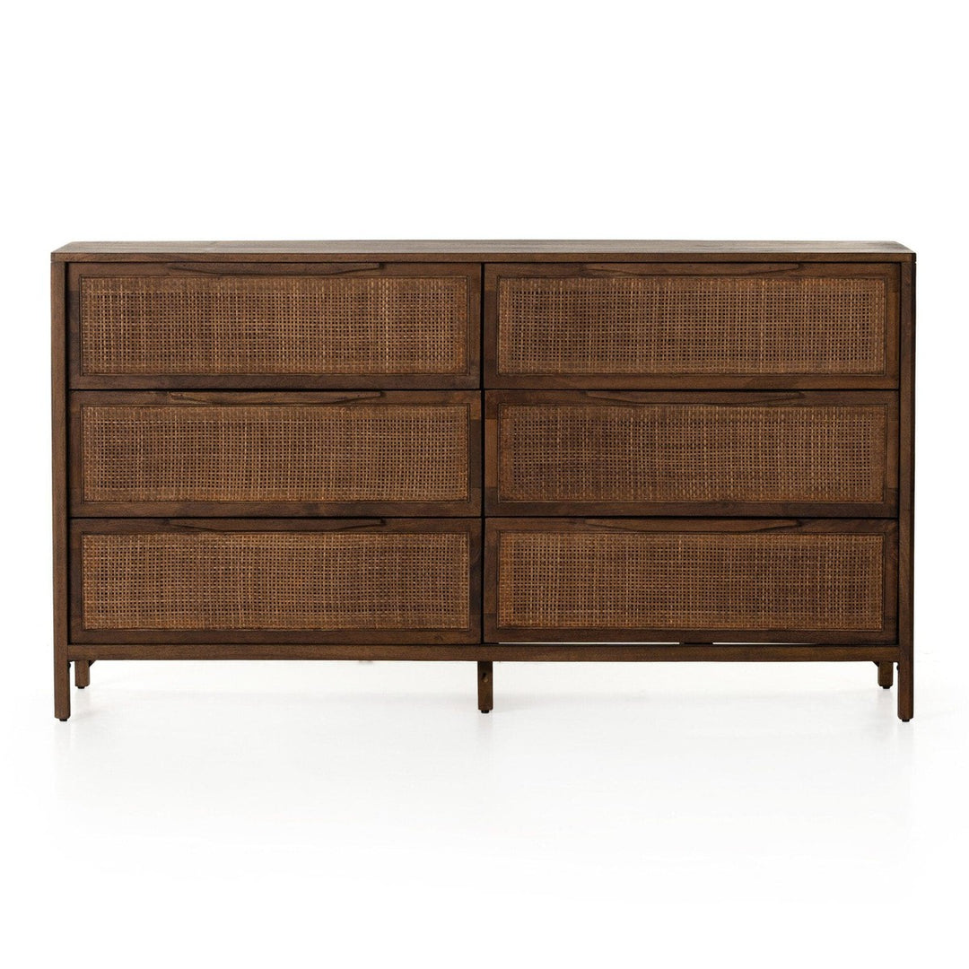 Sutton 6 Drawer Dresser - Brown Cane