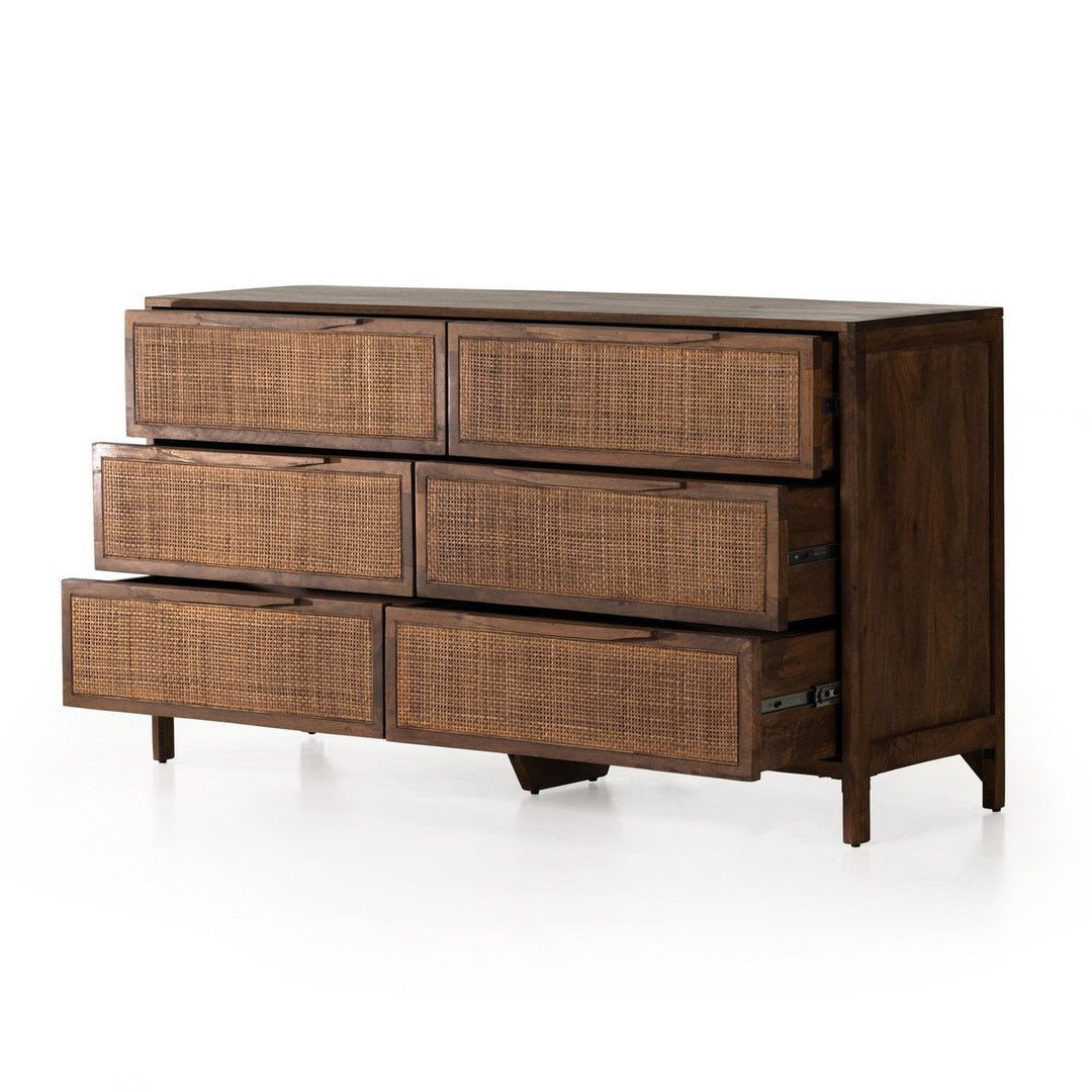 Sutton 6 Drawer Dresser - Brown Cane