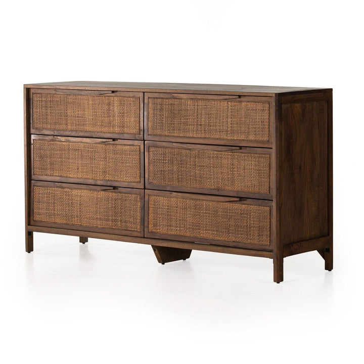 Sutton 6 Drawer Dresser - Brown Cane