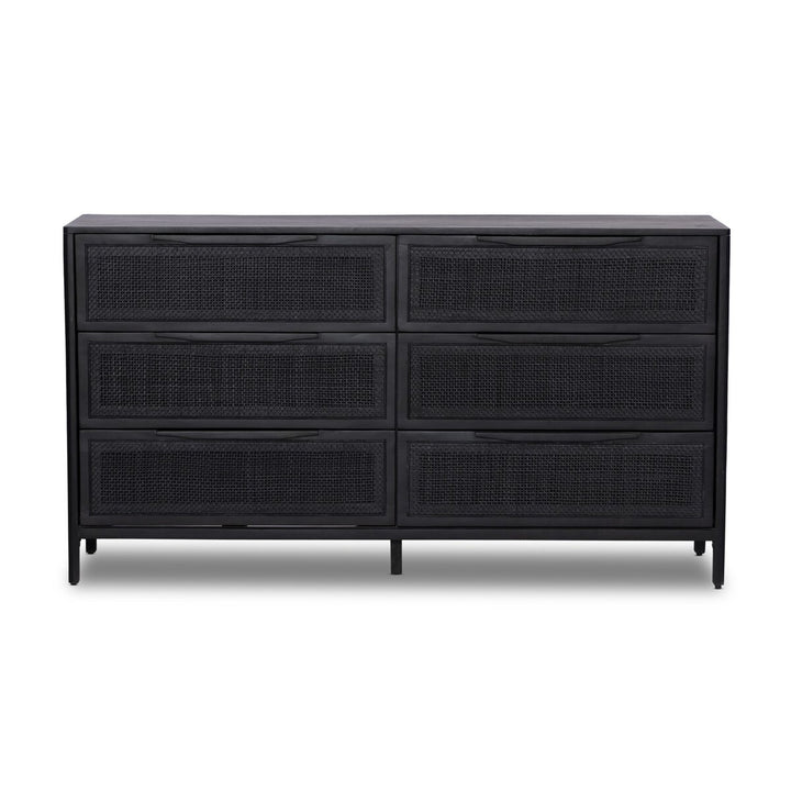 Adelaide 6 Drawer Dresser - Black Wash W/ Black Cane