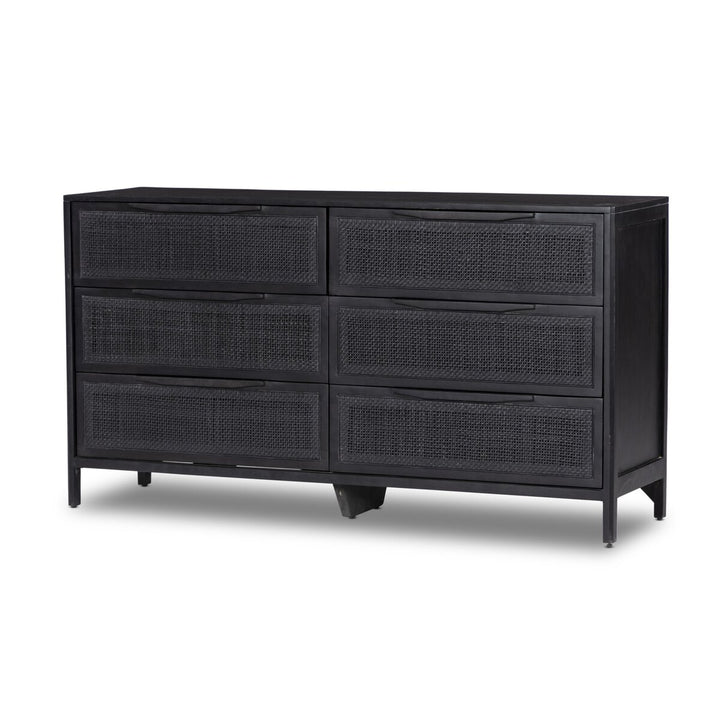 Adelaide 6 Drawer Dresser - Black Wash W/ Black Cane