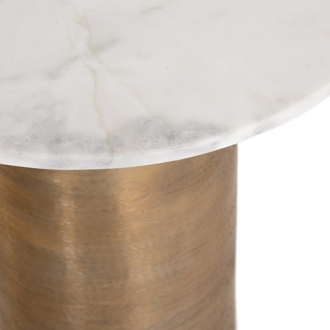 Tower Side Table - Polished White Marble