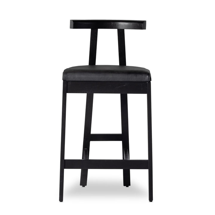 Rex Bar + Counter Stool - Bar Stool - Black Leather