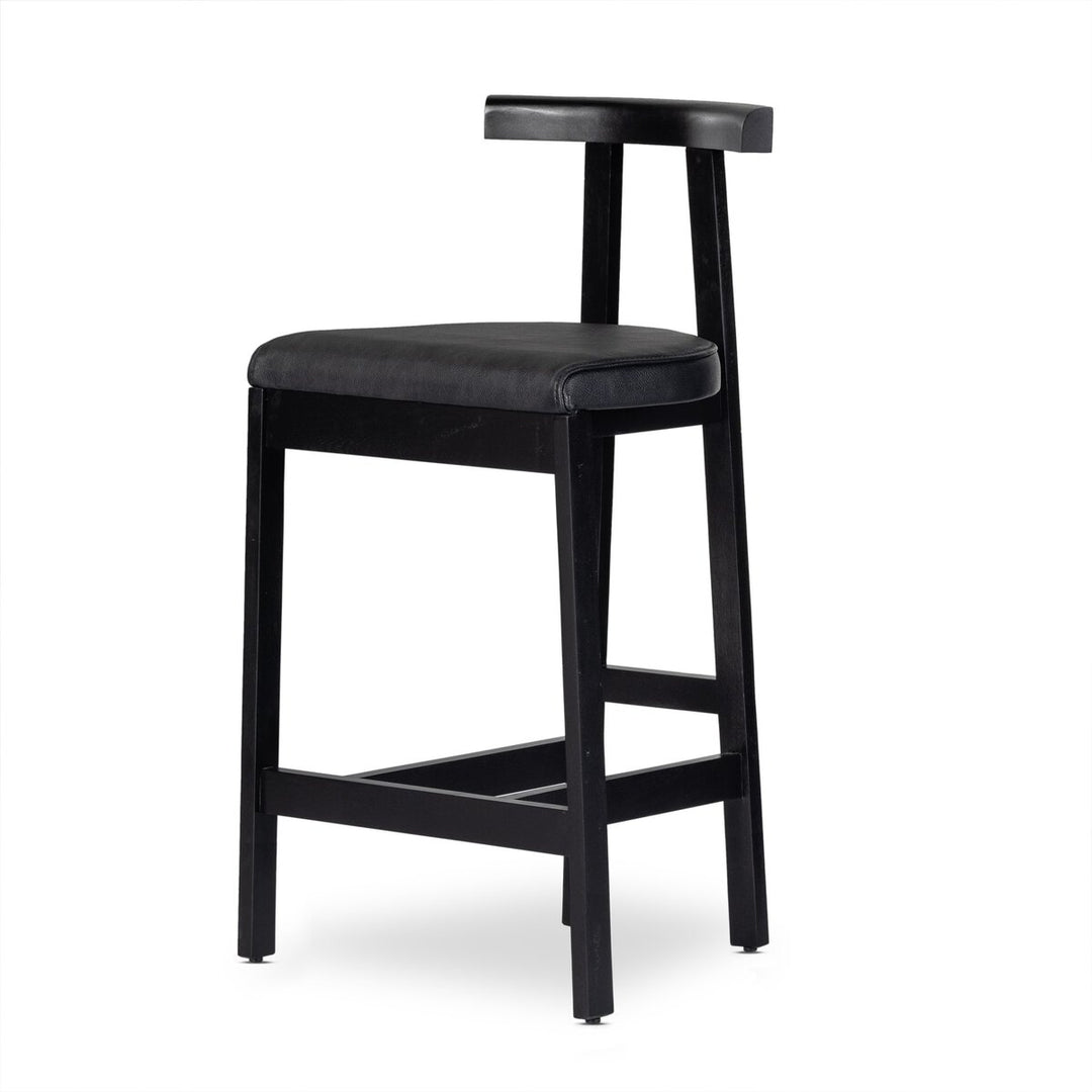 Rex Bar + Counter Stool - Bar Stool - Black Leather