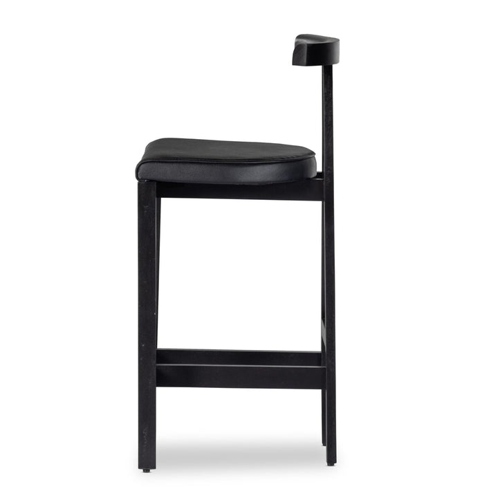 Rex Bar + Counter Stool - Bar Stool - Black Leather