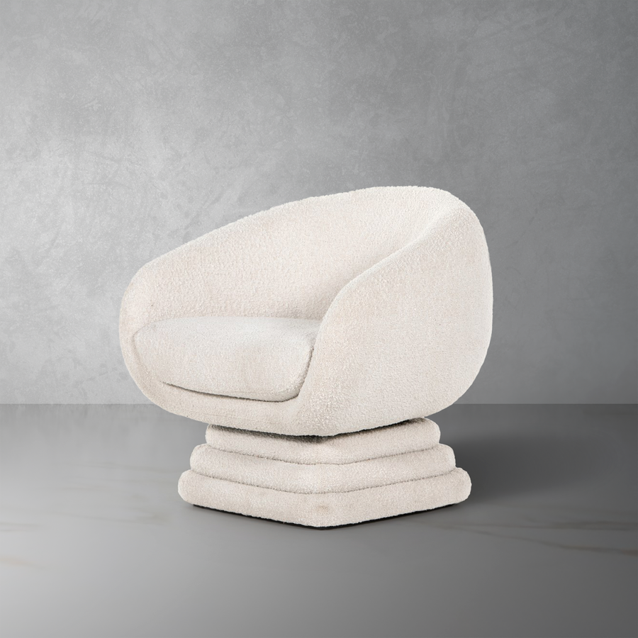 Dahlia Swivel Chair - Knoll Natural Boucle-Four Hands-STOCKR-FH-225818-001-Lounge Chairs-1-France and Son