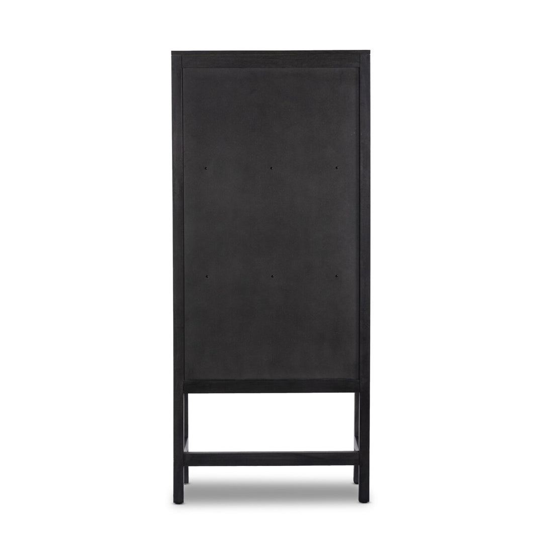 Harmony Narrow Cabinet - Black Wash Mango W/ Black Cane