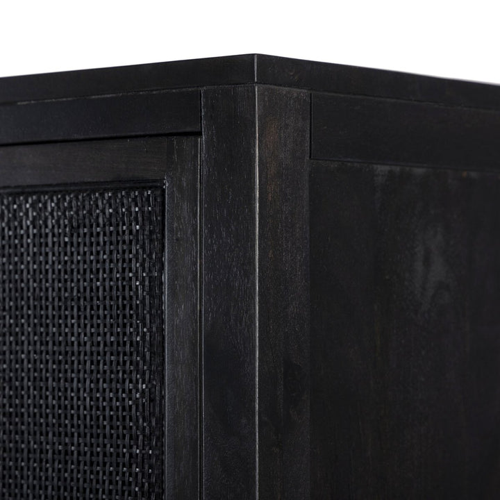 Harmony Narrow Cabinet - Black Wash Mango W/ Black Cane