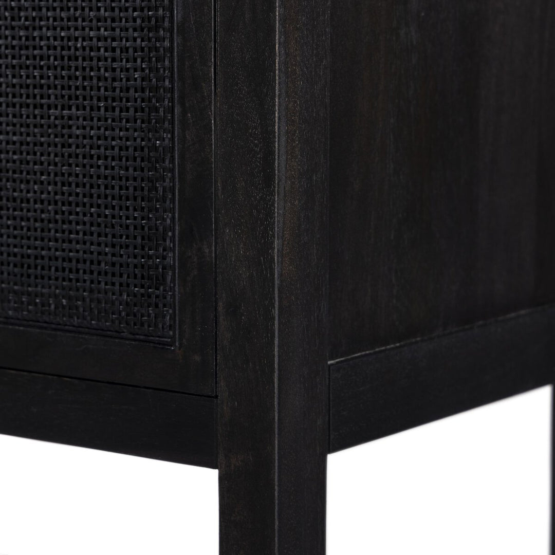 Harmony Narrow Cabinet - Black Wash Mango W/ Black Cane