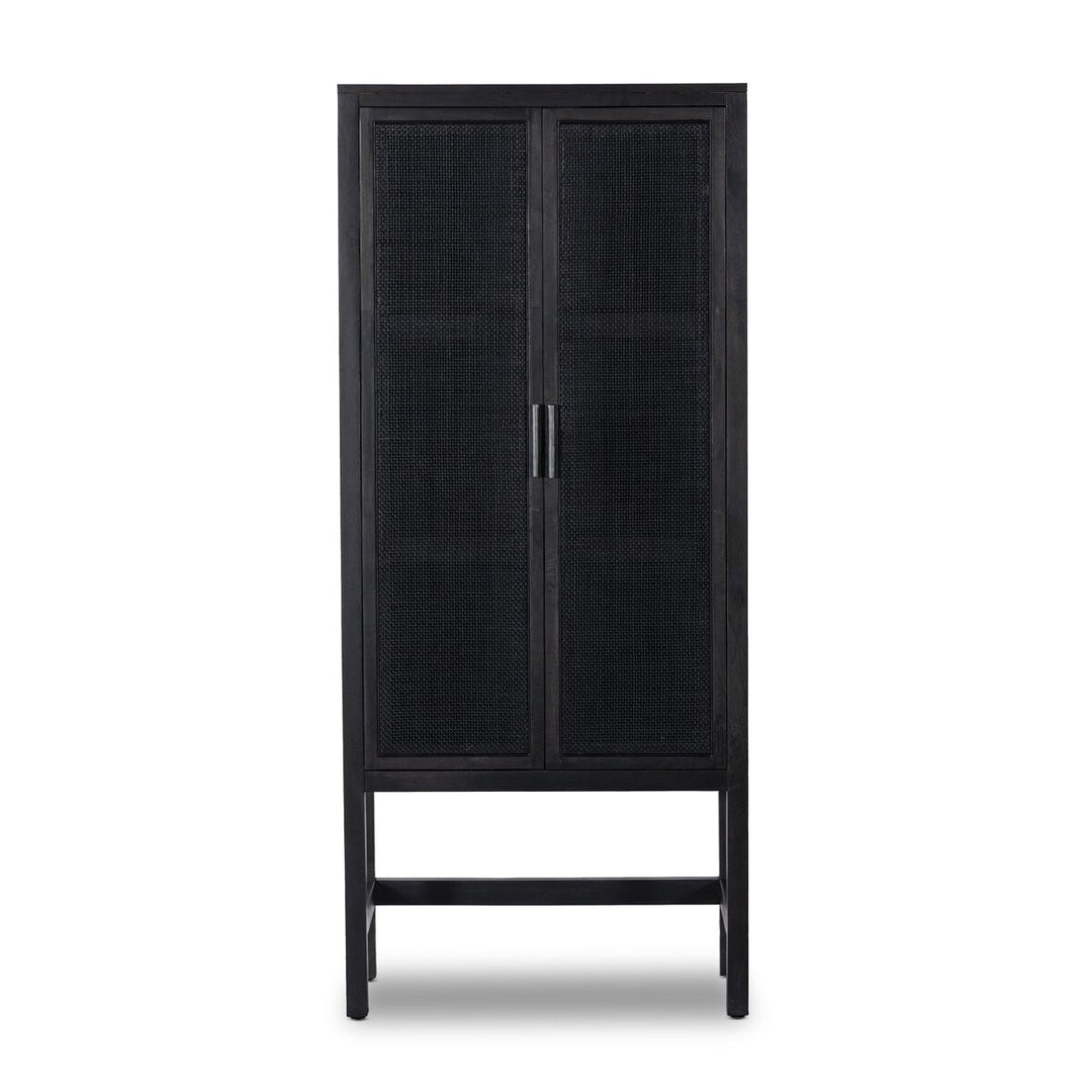 Harmony Narrow Cabinet - Black Wash Mango W/ Black Cane