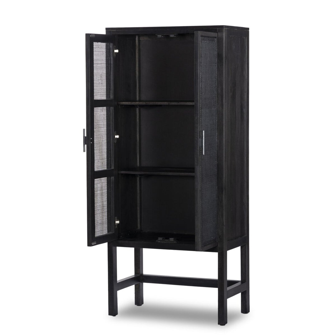 Harmony Narrow Cabinet - Black Wash Mango W/ Black Cane