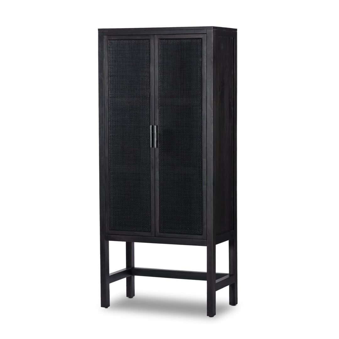 Harmony Narrow Cabinet - Black Wash Mango W/ Black Cane