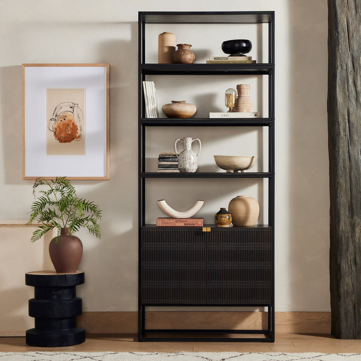 Shelby Bookcase - Carved Vintage Brown