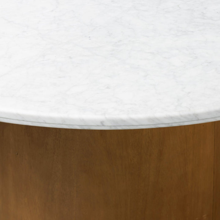 Milo Dining Table - Italian White Marble - Dark Parawood