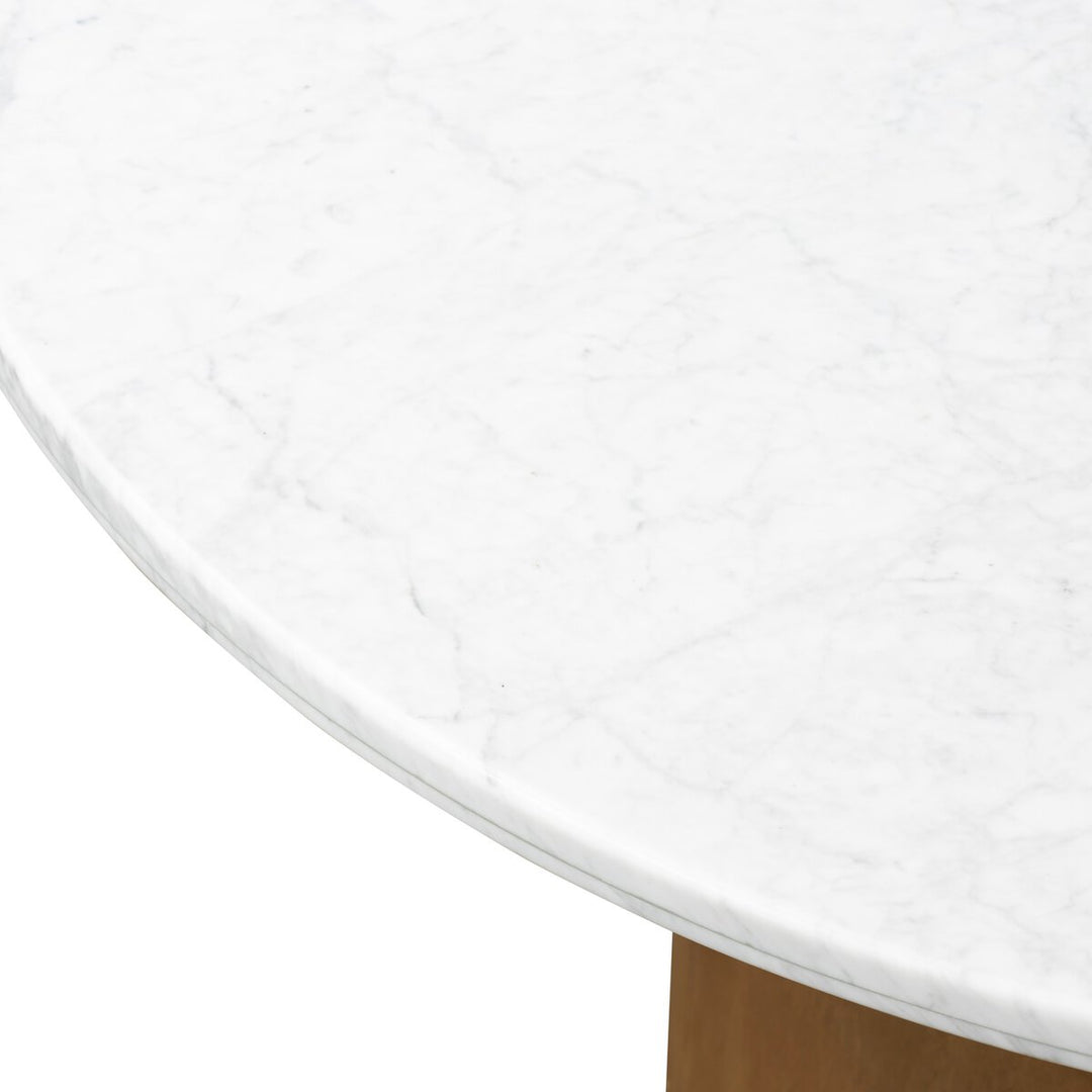 Milo Dining Table - Italian White Marble - Dark Parawood