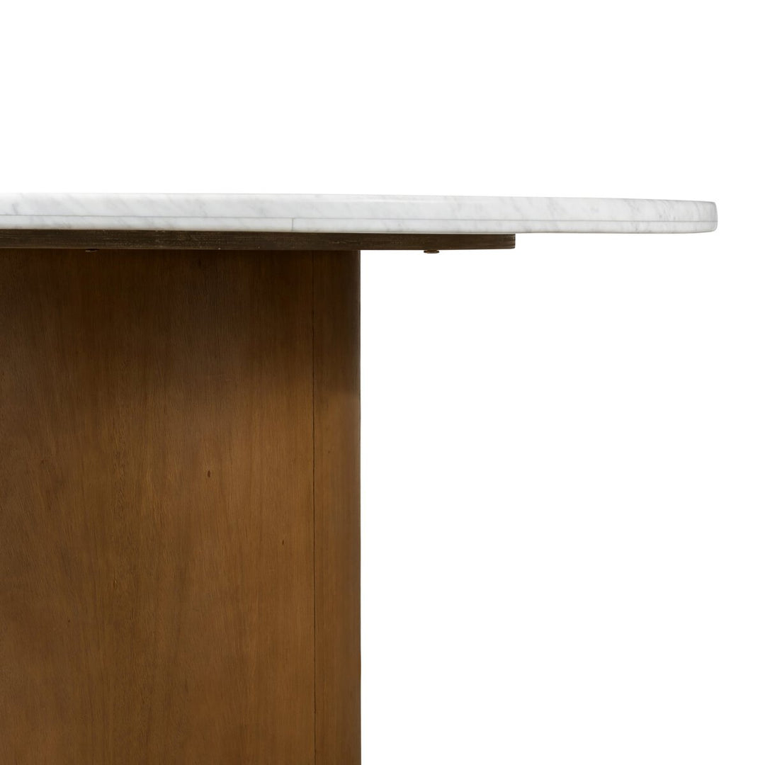 Milo Dining Table - Italian White Marble - Dark Parawood