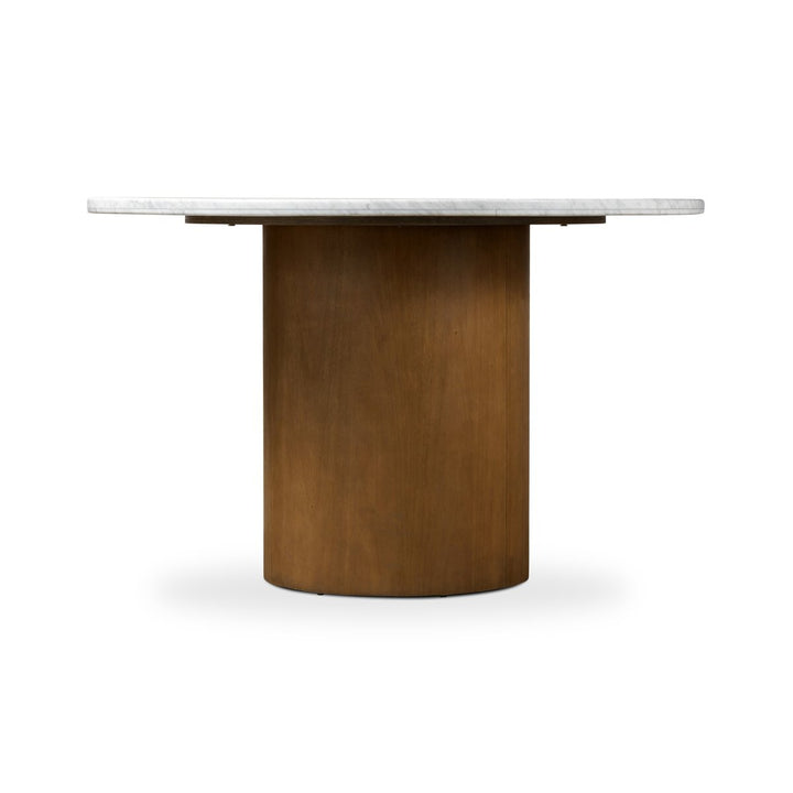 Milo Dining Table - Italian White Marble - Dark Parawood