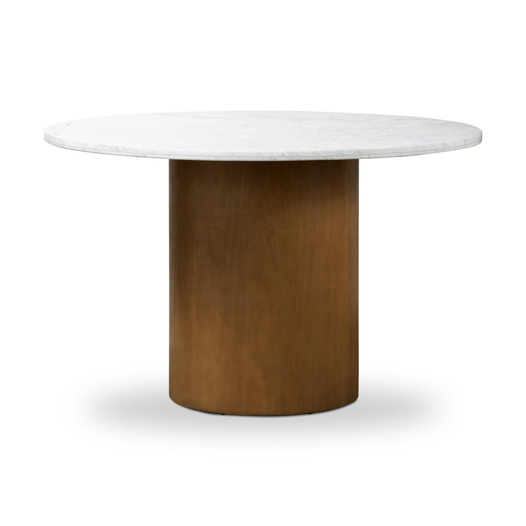 Milo Dining Table - Italian White Marble - Dark Parawood